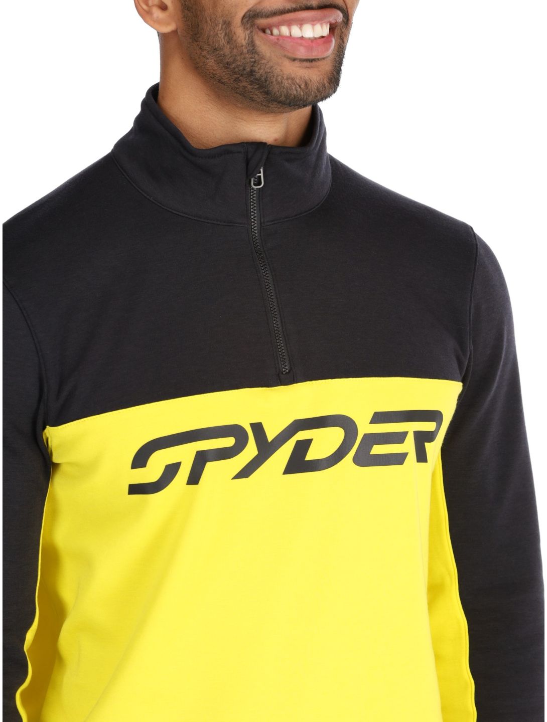 Spyder, Speed Fleece 1/2 Zip jersey hombres Acid Yellow amarillo, negro 