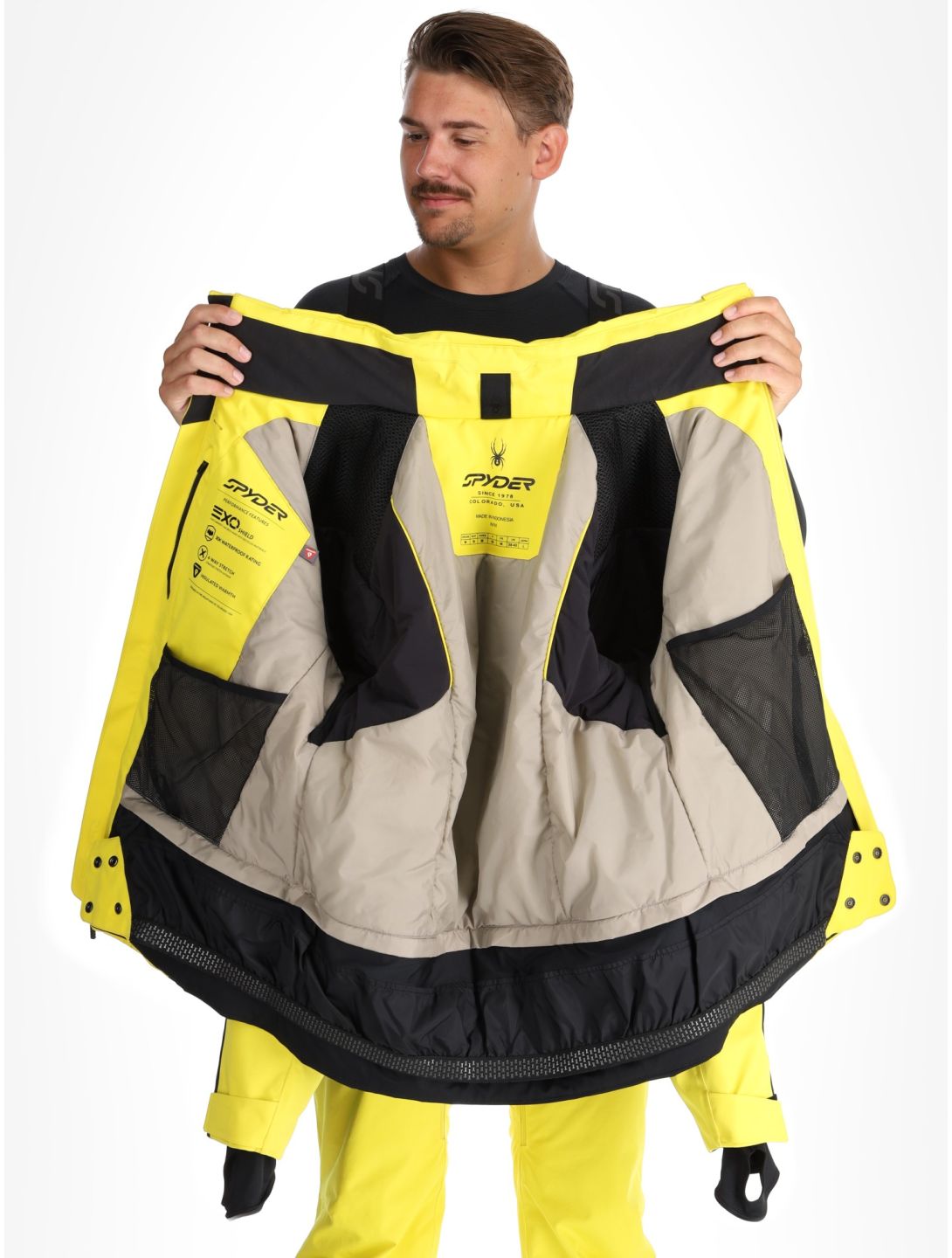 Spyder, Titan chaqueta de esquí hombres Acid Yellow amarillo, negro 