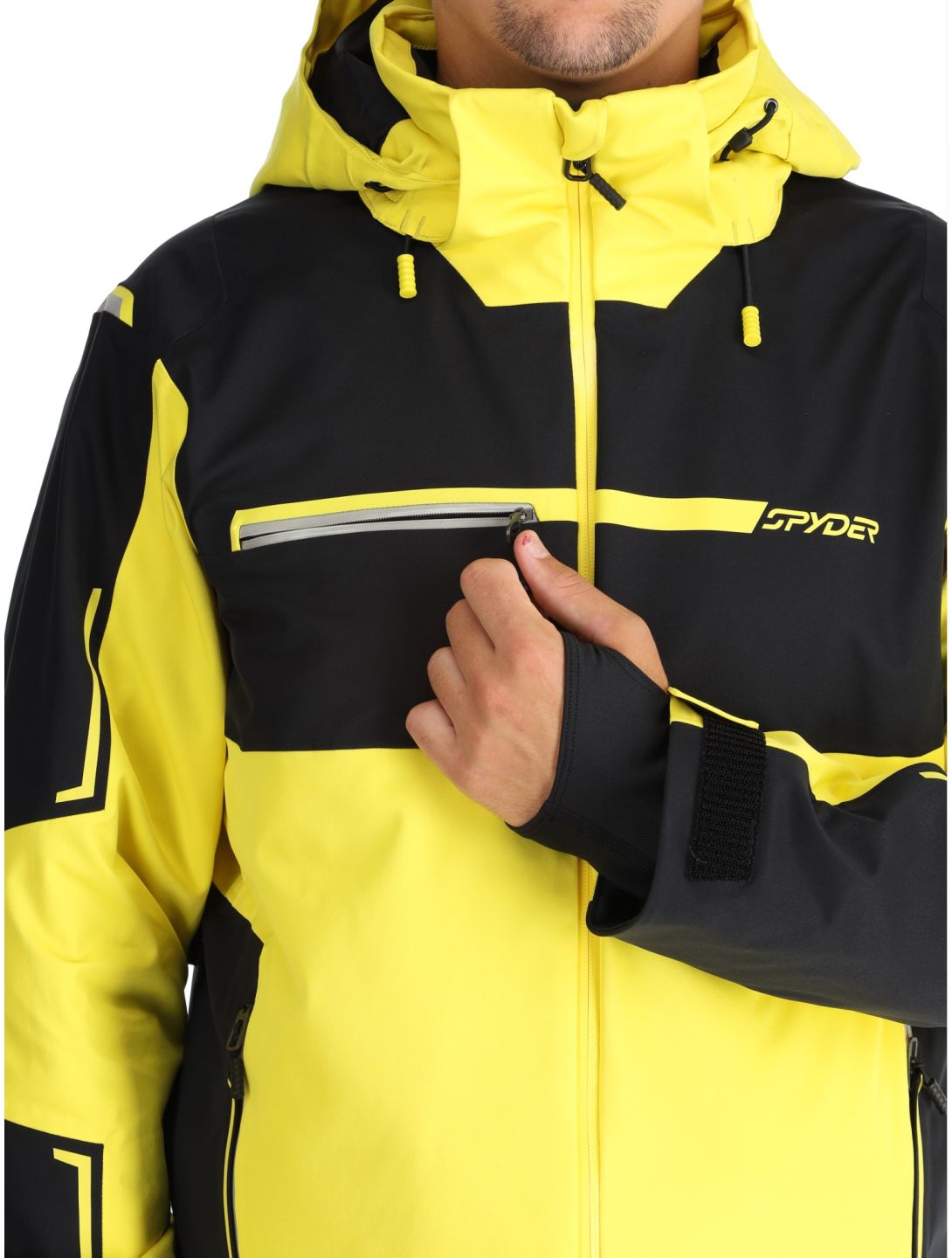 Spyder, Titan chaqueta de esquí hombres Acid Yellow amarillo, negro 