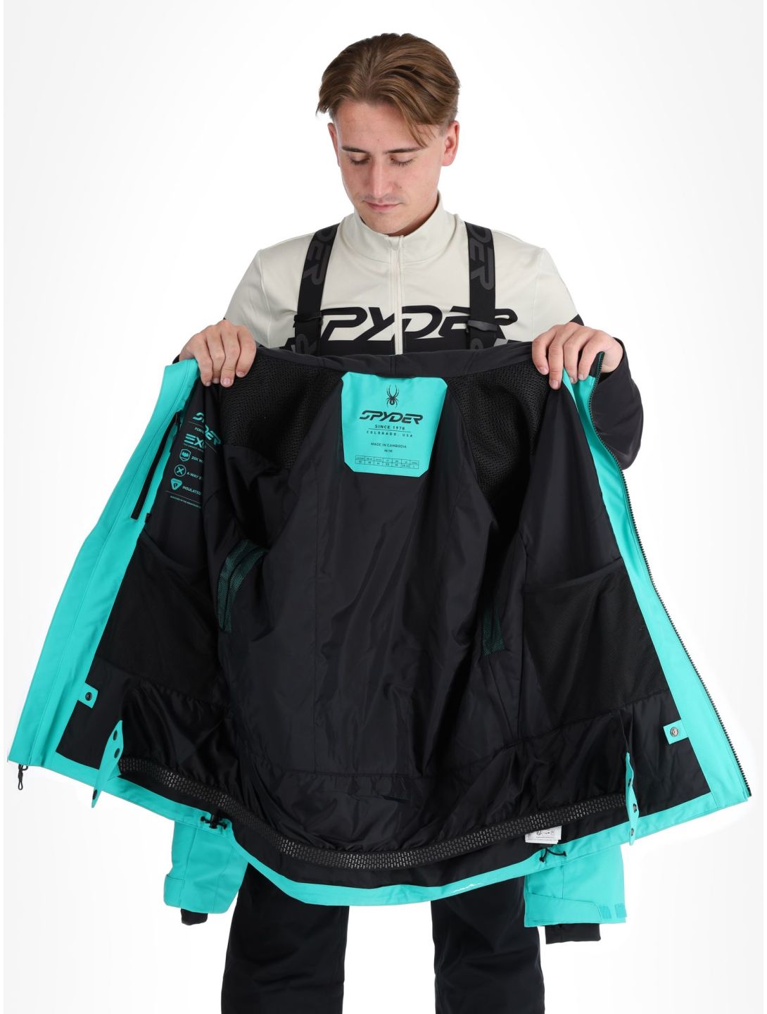 Spyder, Tripoint chaqueta de esquí hombres Teal Green verde 