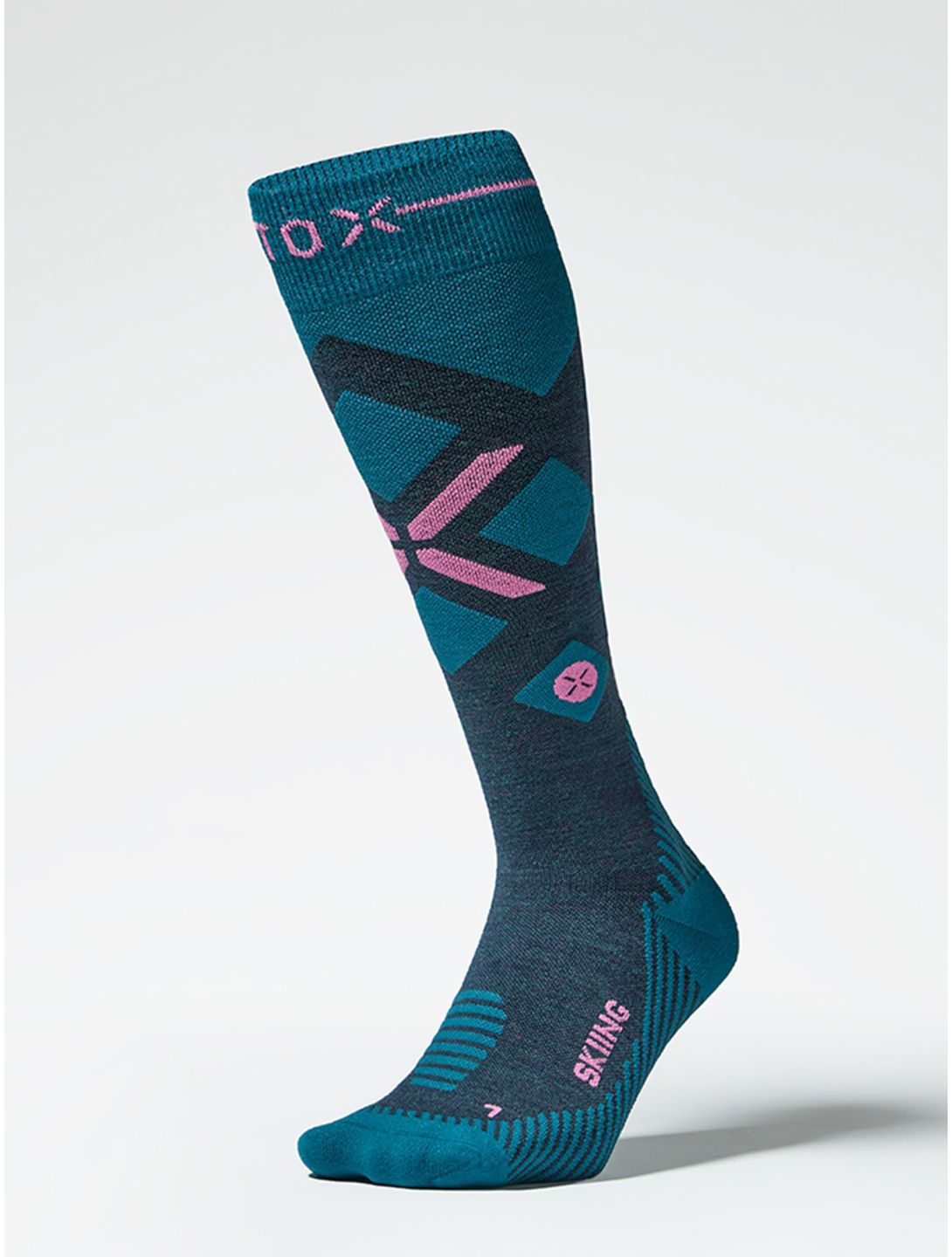 Stox, Merino Skiing calcetines de compresión mujeres Teal / Pink rosa, verde 