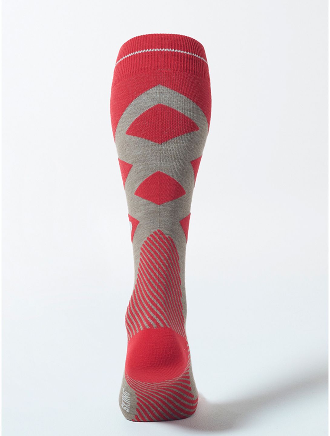 Stox, Merino Skiing calcetines de compresión mujeres Taupe / Red gris, rojo 