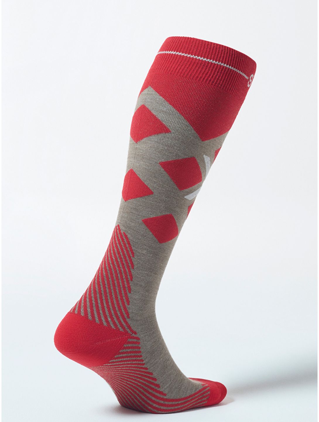 Stox, Merino Skiing calcetines de compresión mujeres Taupe / Red gris, rojo 