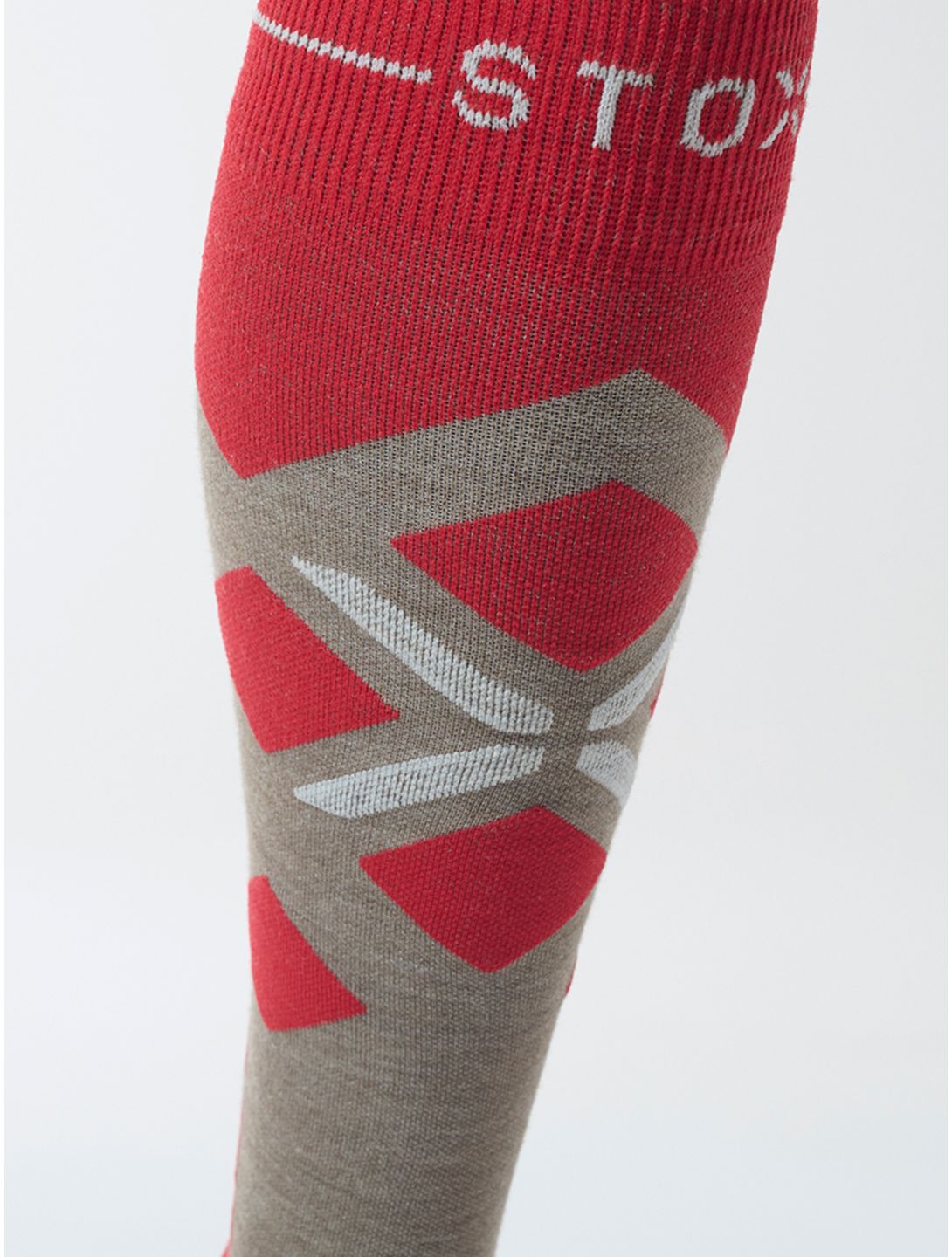 Stox, Merino Skiing calcetines de compresión mujeres Taupe / Red gris, rojo 