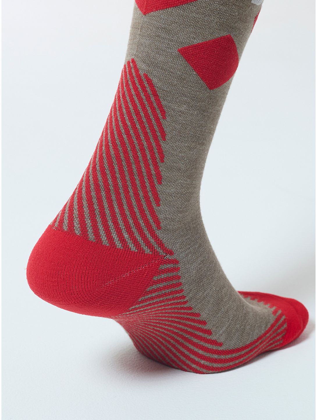 Stox, Merino Skiing calcetines de compresión mujeres Taupe / Red gris, rojo 