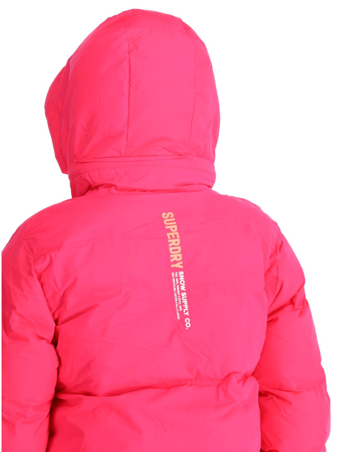 Superdry, Hooded Ski Boxy Puffer chaqueta de esquí mujeres Hyper Fire Pink rosa 