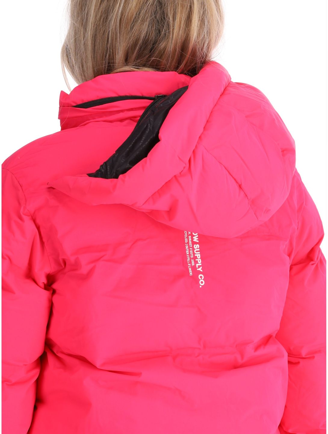 Superdry, Hooded Ski Boxy Puffer chaqueta de esquí mujeres Hyper Fire Pink rosa 