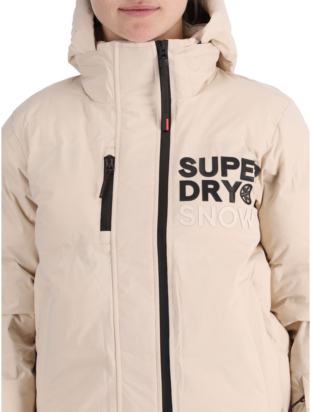 Superdry, Hooded Ski Boxy Puffer chaqueta de esquí mujeres Off Grey gris 