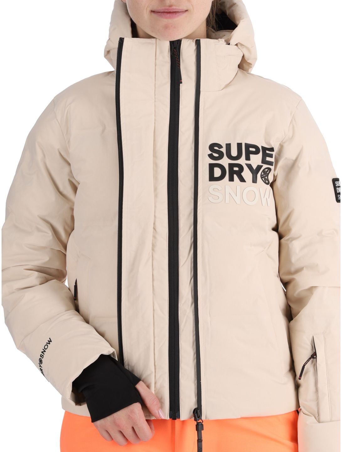 Superdry, Hooded Ski Boxy Puffer chaqueta de esquí mujeres Off Grey gris 