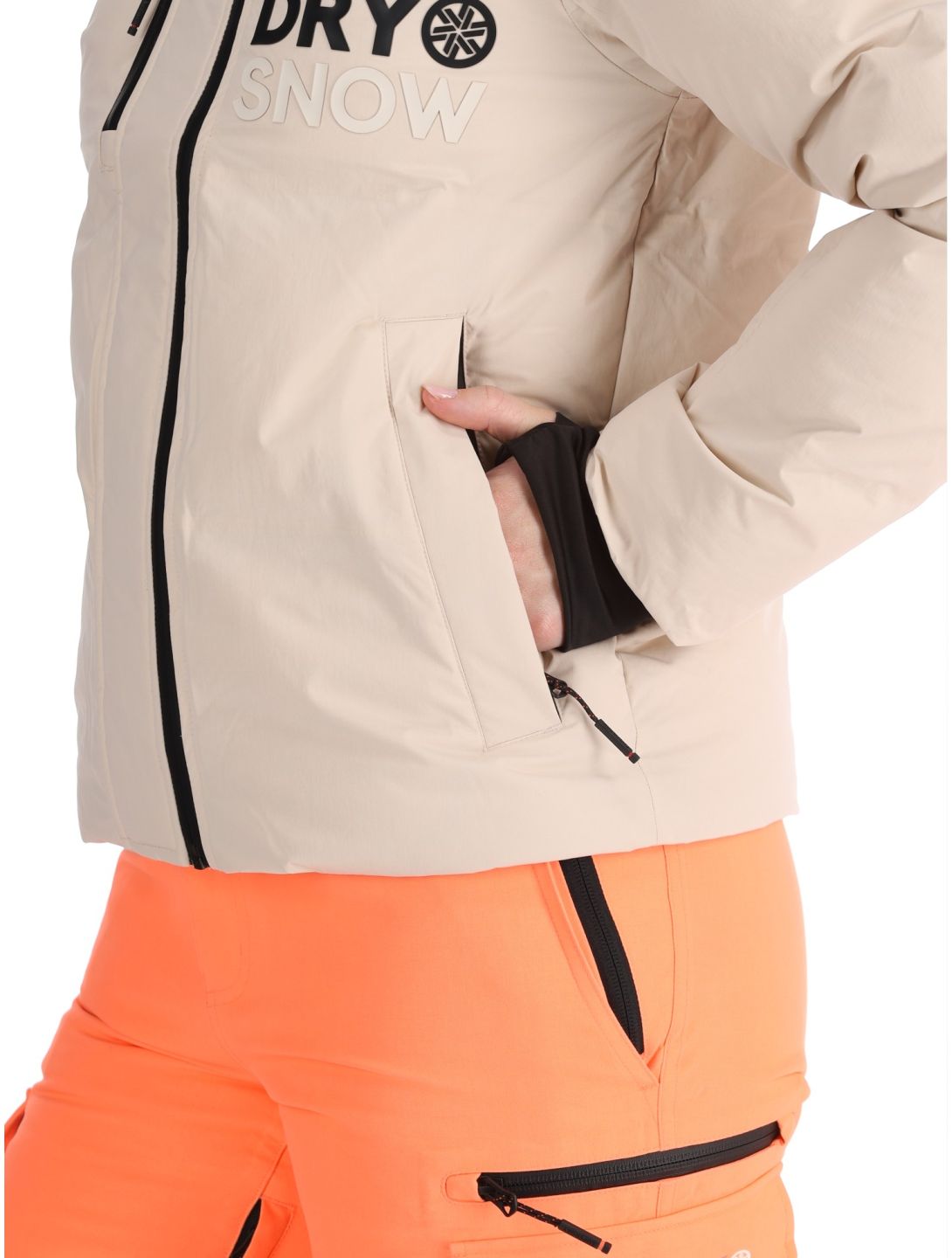 Superdry, Hooded Ski Boxy Puffer chaqueta de esquí mujeres Off Grey gris 