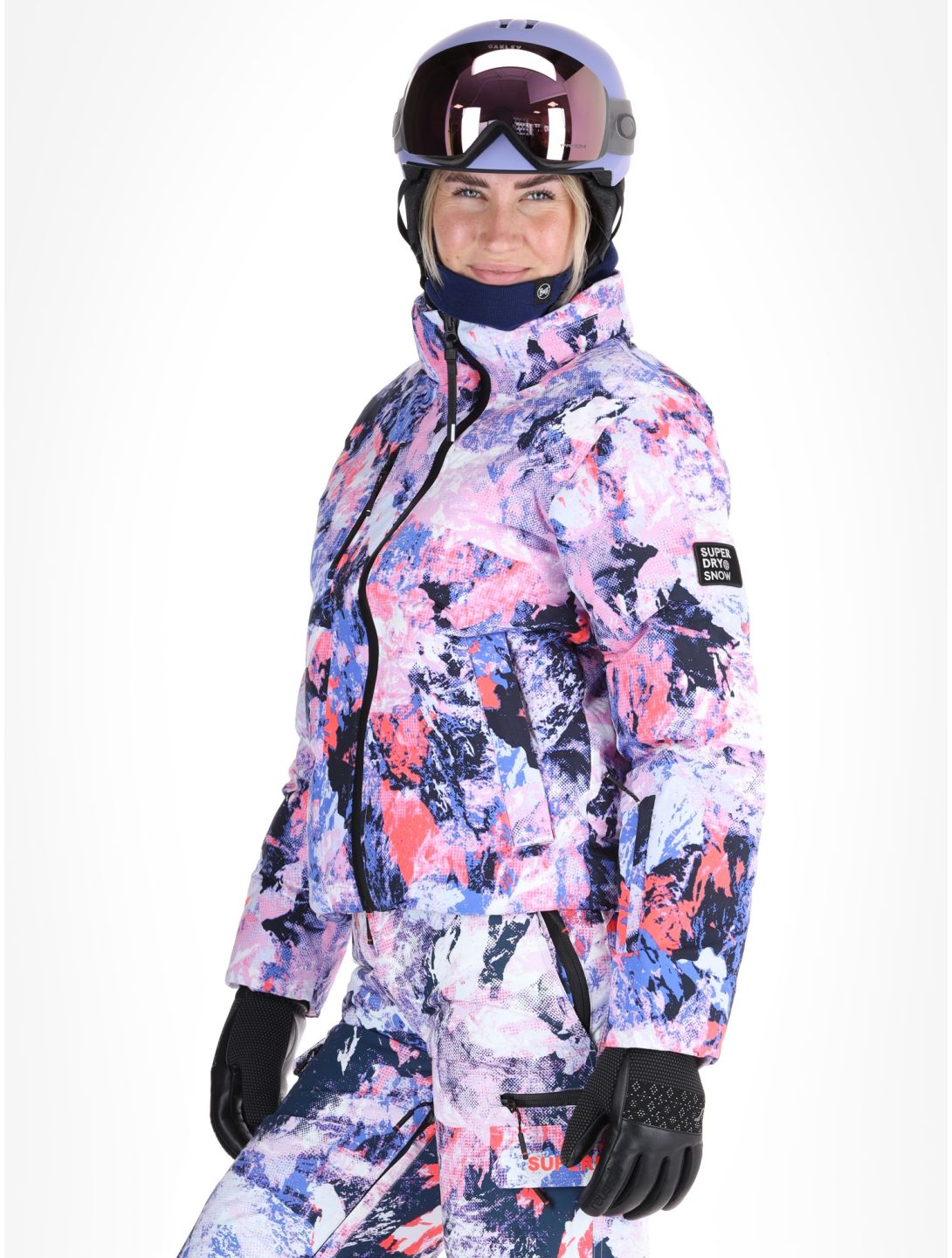 Superdry, Ski Boxy Puffer chaqueta de esquí mujeres Mountain Mesh Purple multicolor, púrpura 