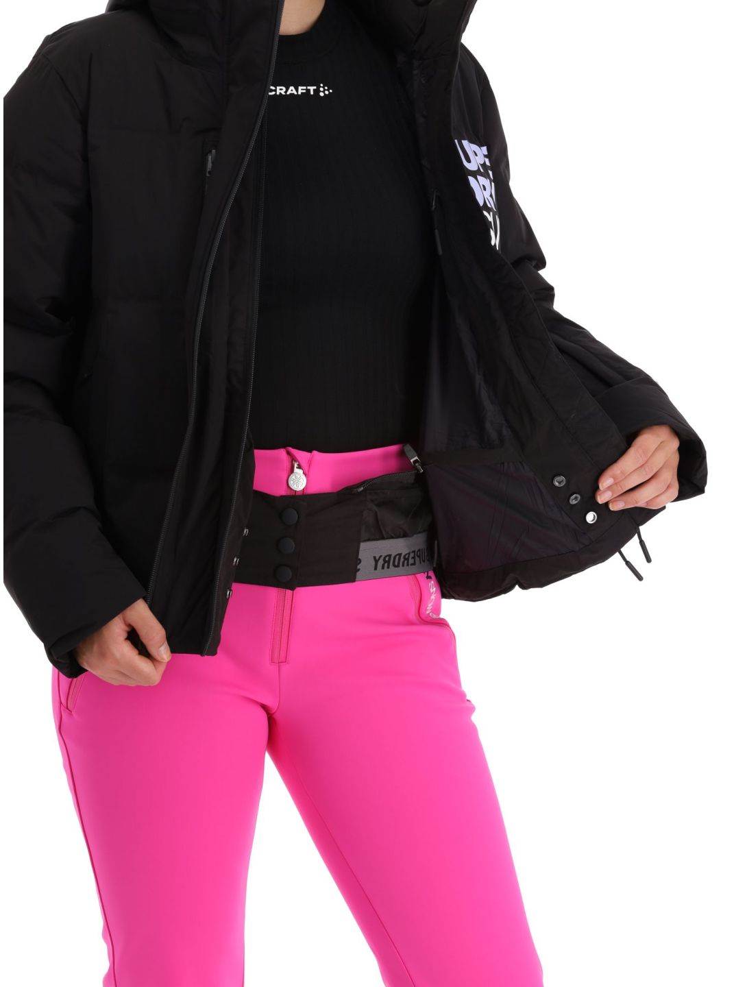 Superdry, Ski Boxy Puffer chaqueta de esquí mujeres Black negro 