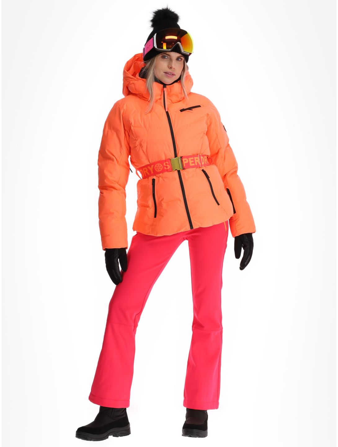 Superdry, Ski Luxe Puffer chaqueta de esquí mujeres Pastelline Coral rosa 