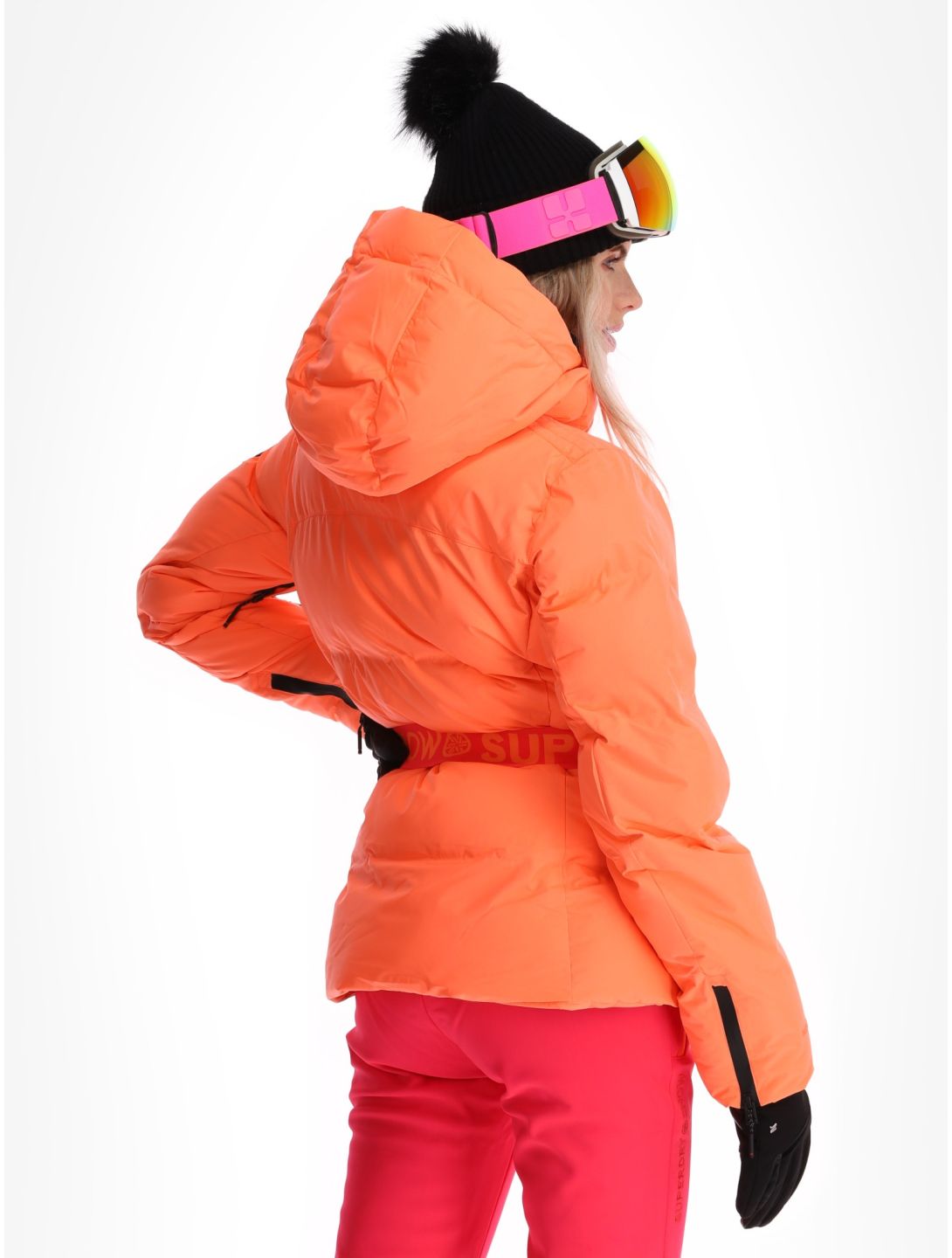 Superdry, Ski Luxe Puffer chaqueta de esquí mujeres Pastelline Coral rosa 