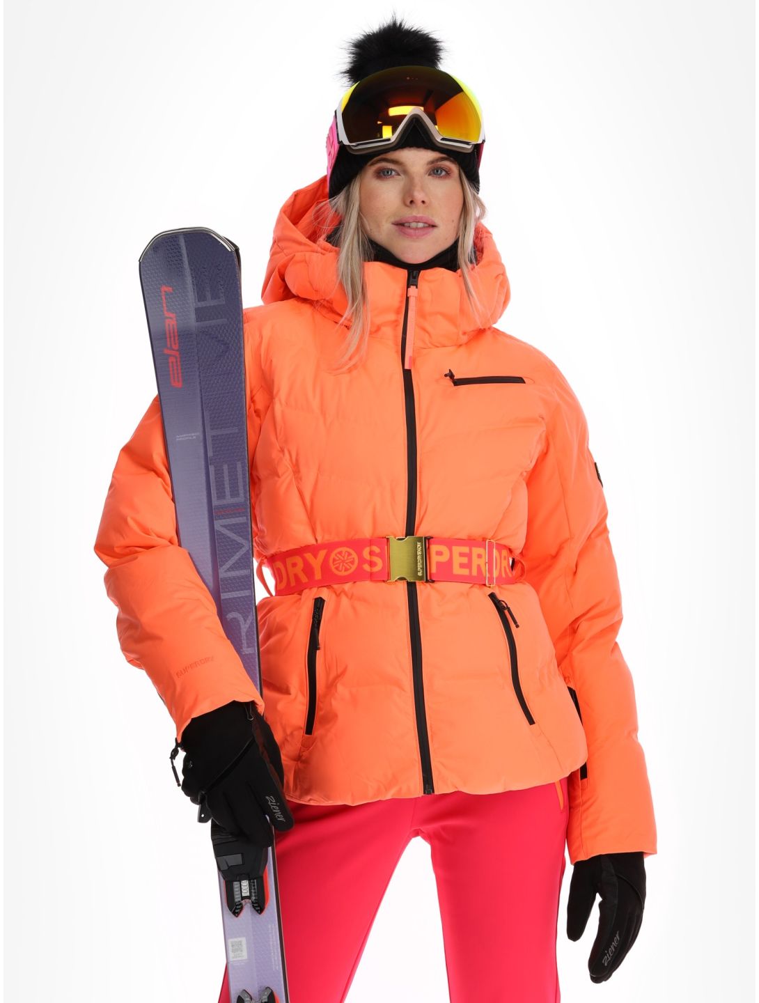 Superdry, Ski Luxe Puffer chaqueta de esquí mujeres Pastelline Coral rosa 