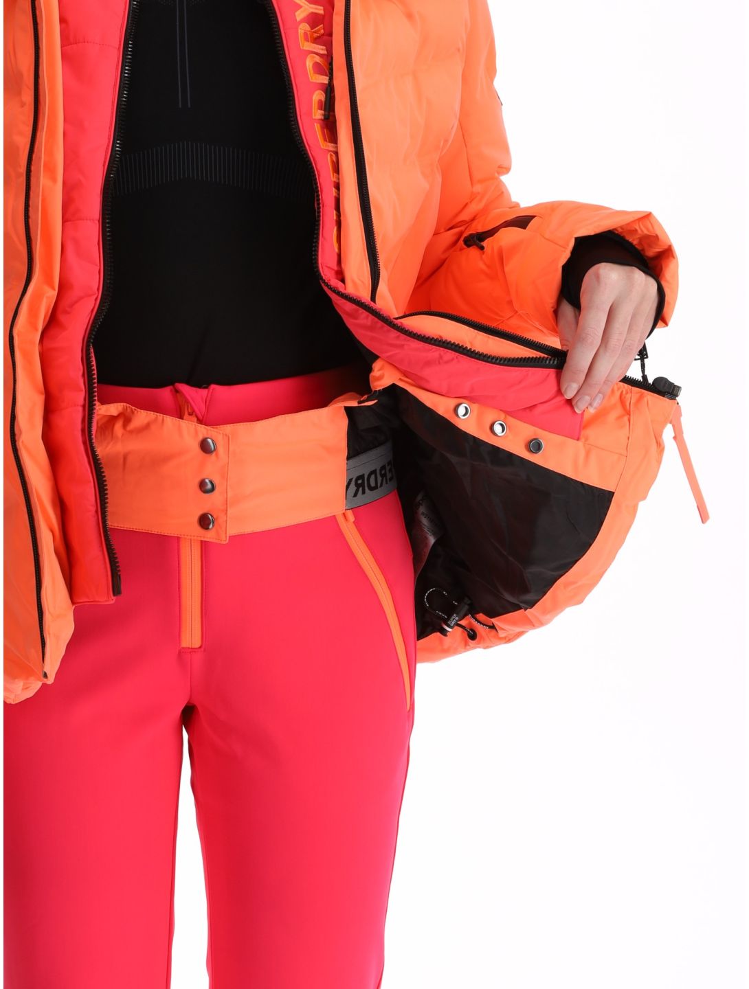 Superdry, Ski Luxe Puffer chaqueta de esquí mujeres Pastelline Coral rosa 