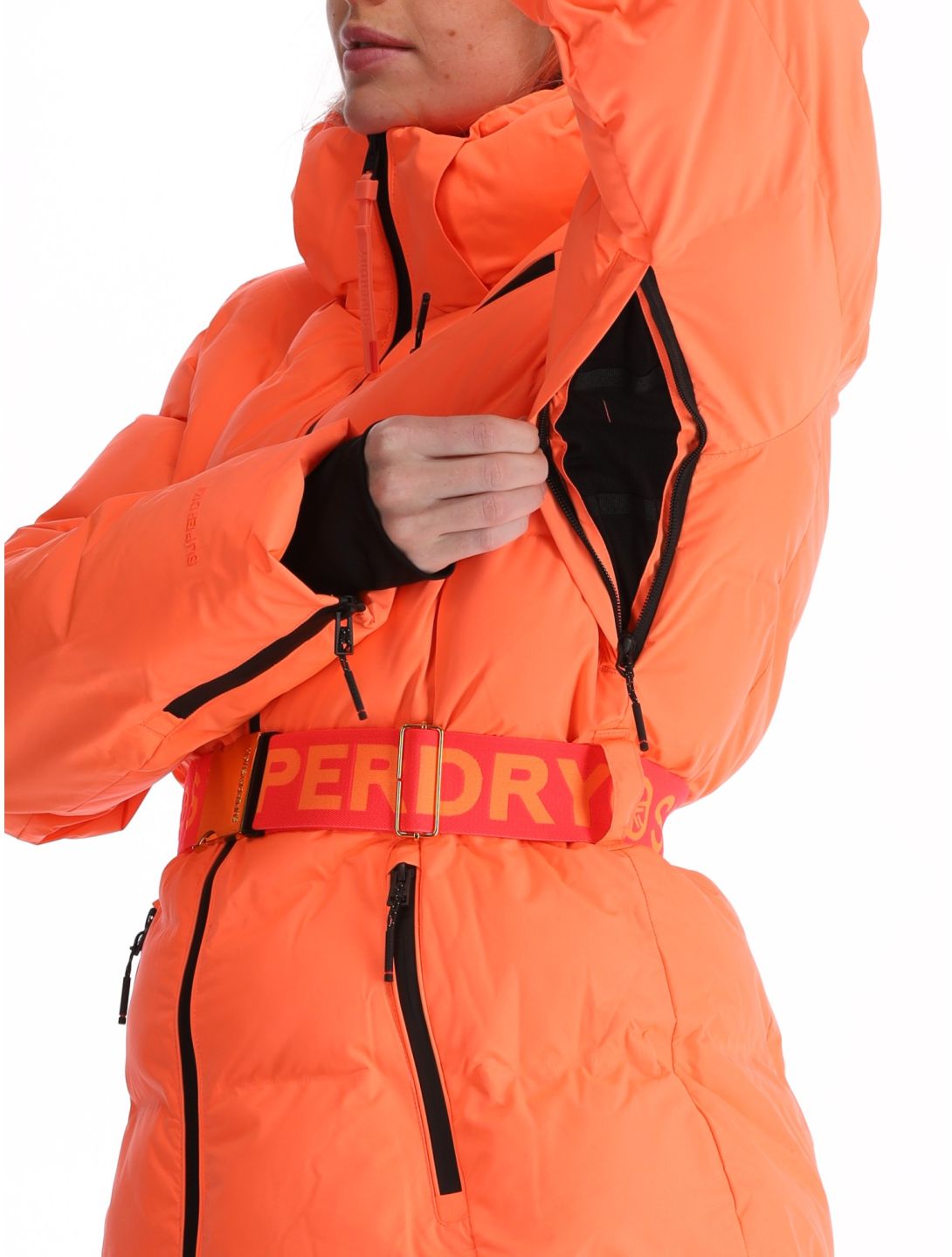 Superdry, Ski Luxe Puffer chaqueta de esquí mujeres Pastelline Coral rosa 