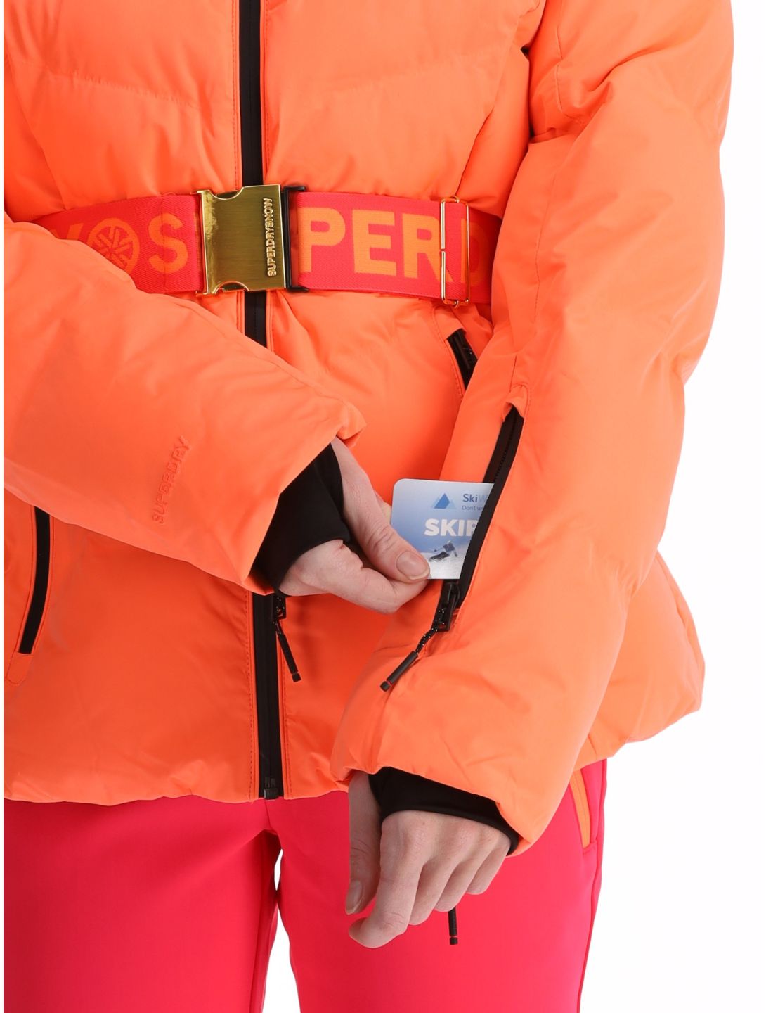 Superdry, Ski Luxe Puffer chaqueta de esquí mujeres Pastelline Coral rosa 