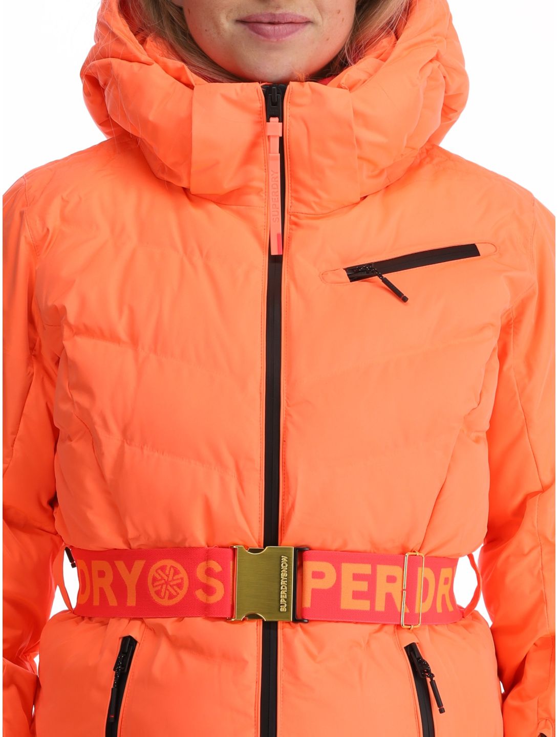 Superdry, Ski Luxe Puffer chaqueta de esquí mujeres Pastelline Coral rosa 