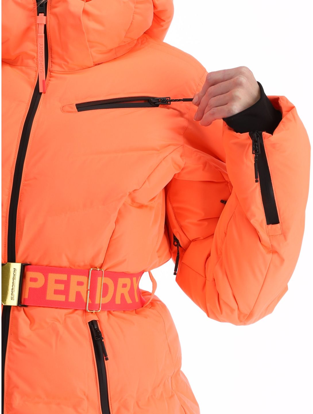 Superdry, Ski Luxe Puffer chaqueta de esquí mujeres Pastelline Coral rosa 