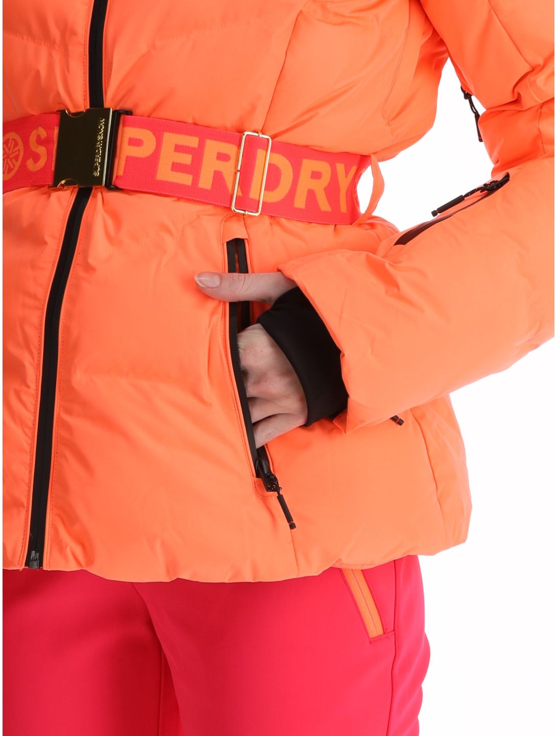 Superdry, Ski Luxe Puffer chaqueta de esquí mujeres Pastelline Coral rosa 