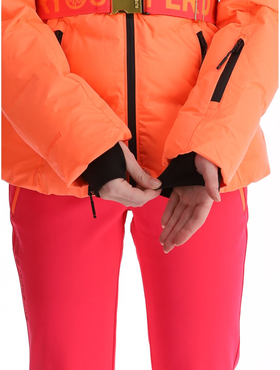 Superdry, Ski Luxe Puffer chaqueta de esquí mujeres Pastelline Coral rosa 