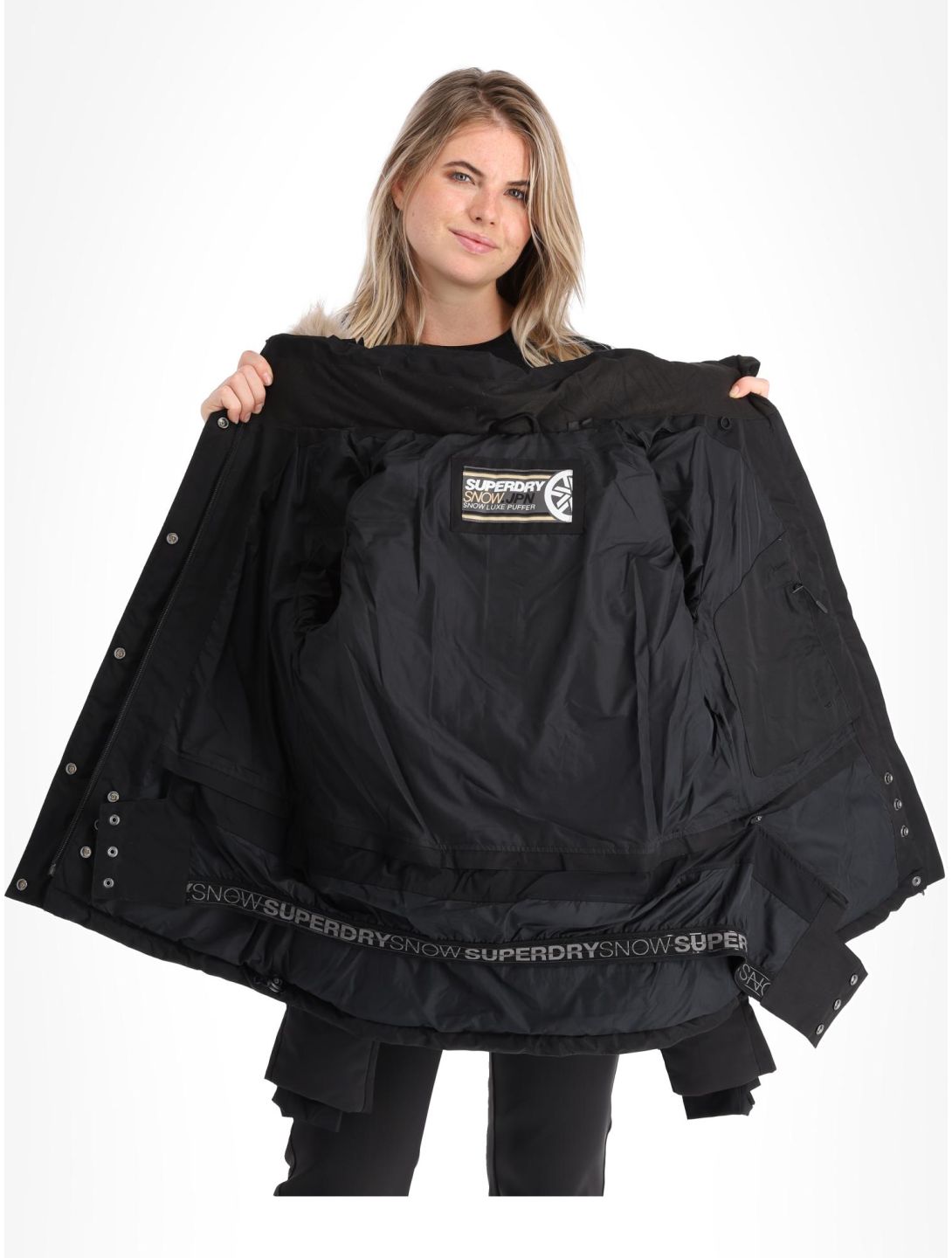 Superdry, Ski Luxe Puffer chaqueta de esquí mujeres Black negro 