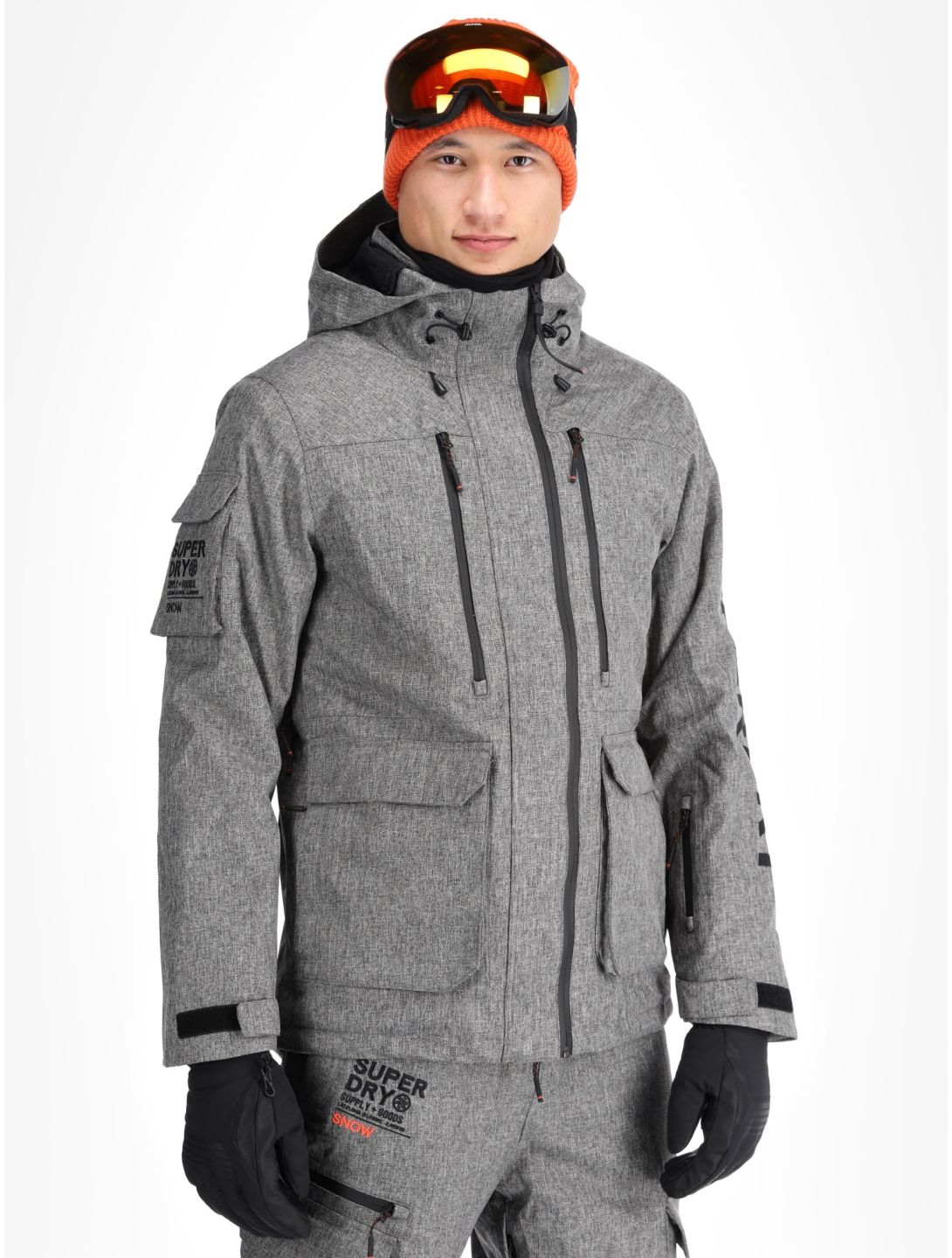 Superdry, Ski Peak Rescue chaqueta de esquí hombres Dark Grey Marl gris 