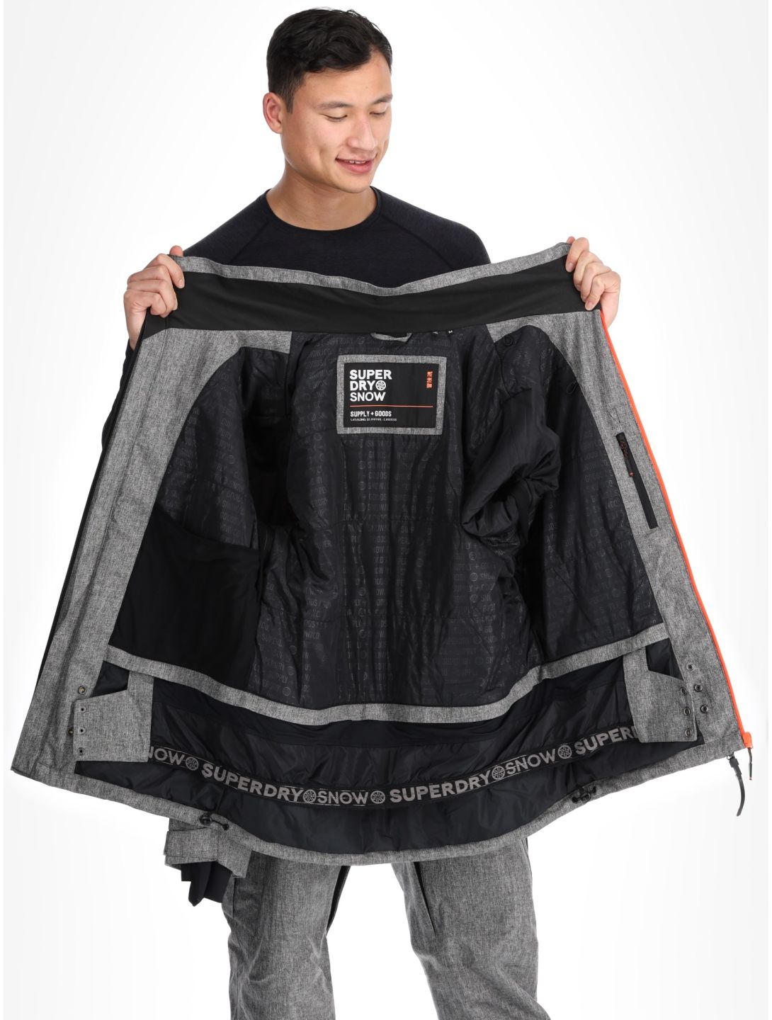 Superdry, Ski Peak Rescue chaqueta de esquí hombres Dark Grey Marl gris 