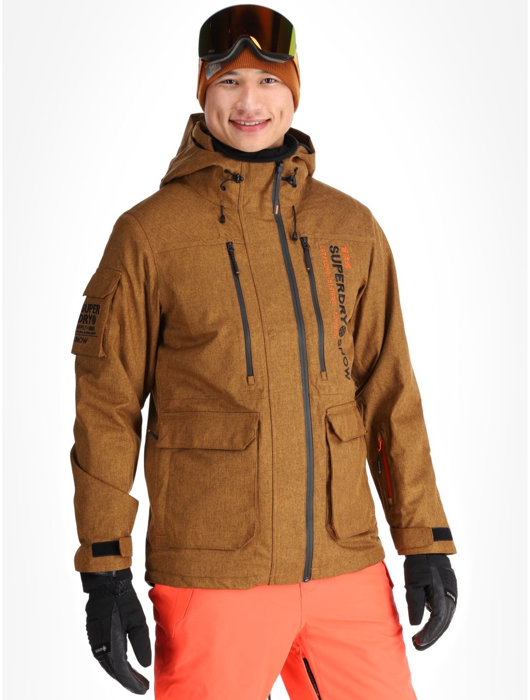 Superdry, Ski Peak Rescue chaqueta de esquí hombres Tobacco Brown Marl marrón 