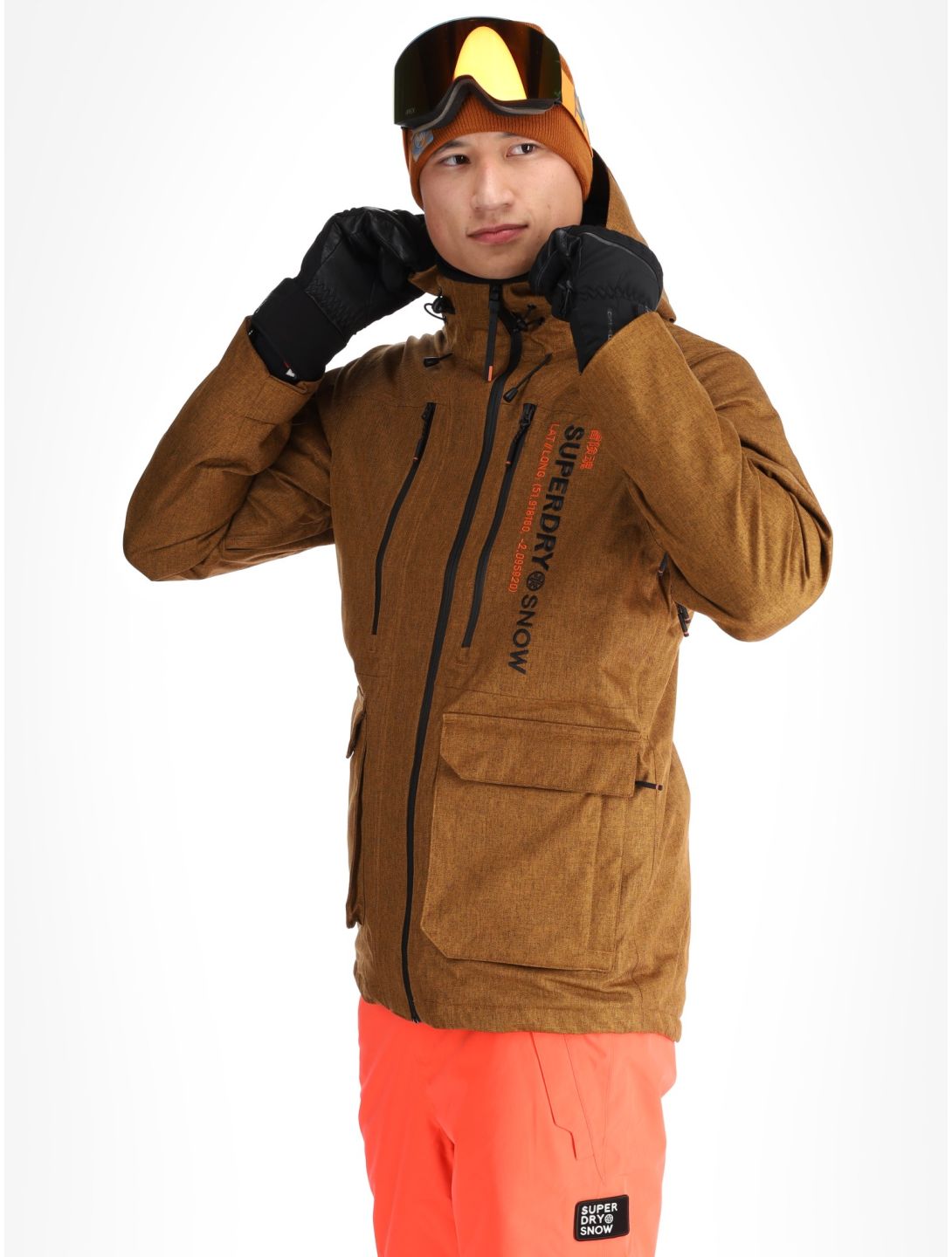 Superdry, Ski Peak Rescue chaqueta de esquí hombres Tobacco Brown Marl marrón 