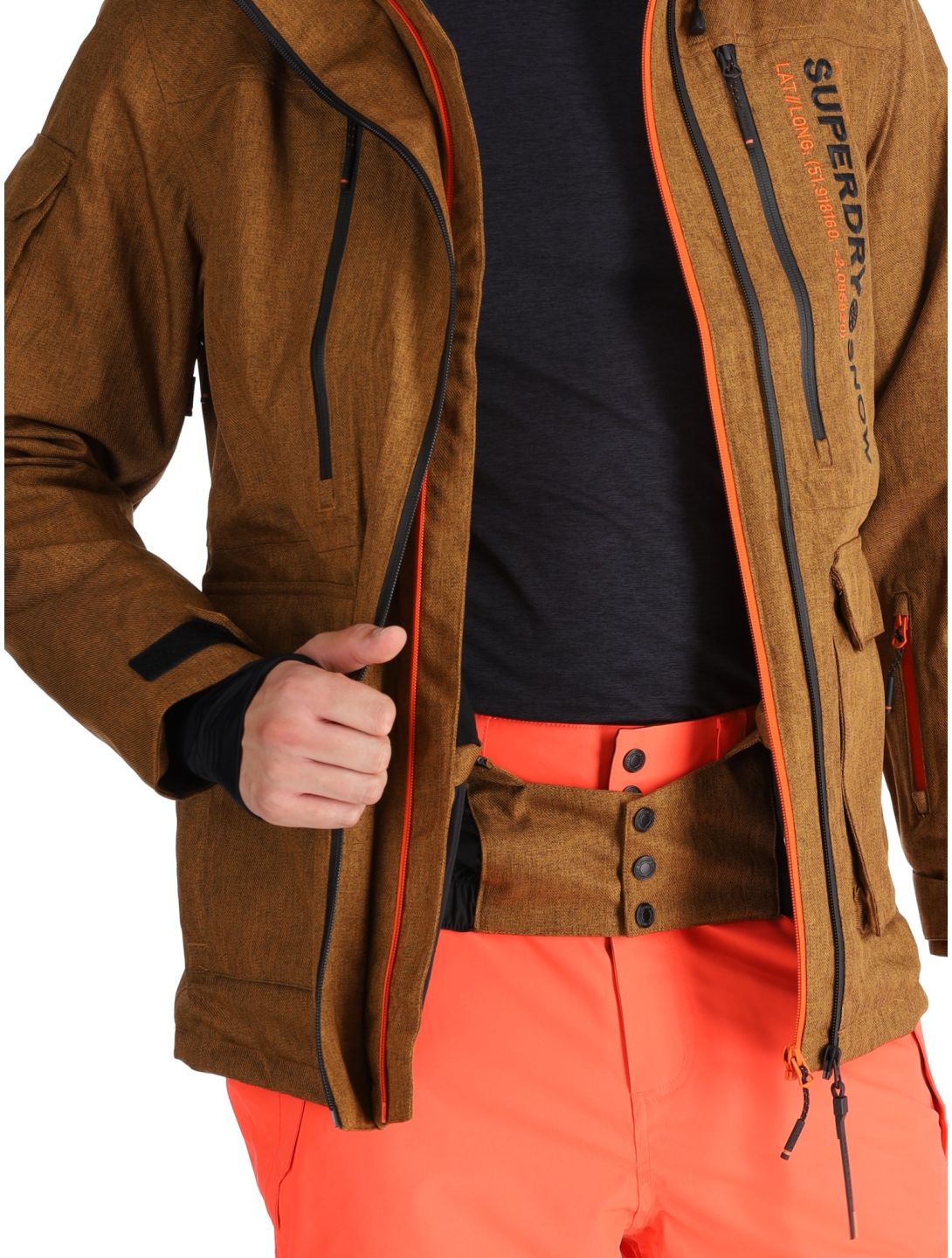 Superdry, Ski Peak Rescue chaqueta de esquí hombres Tobacco Brown Marl marrón 