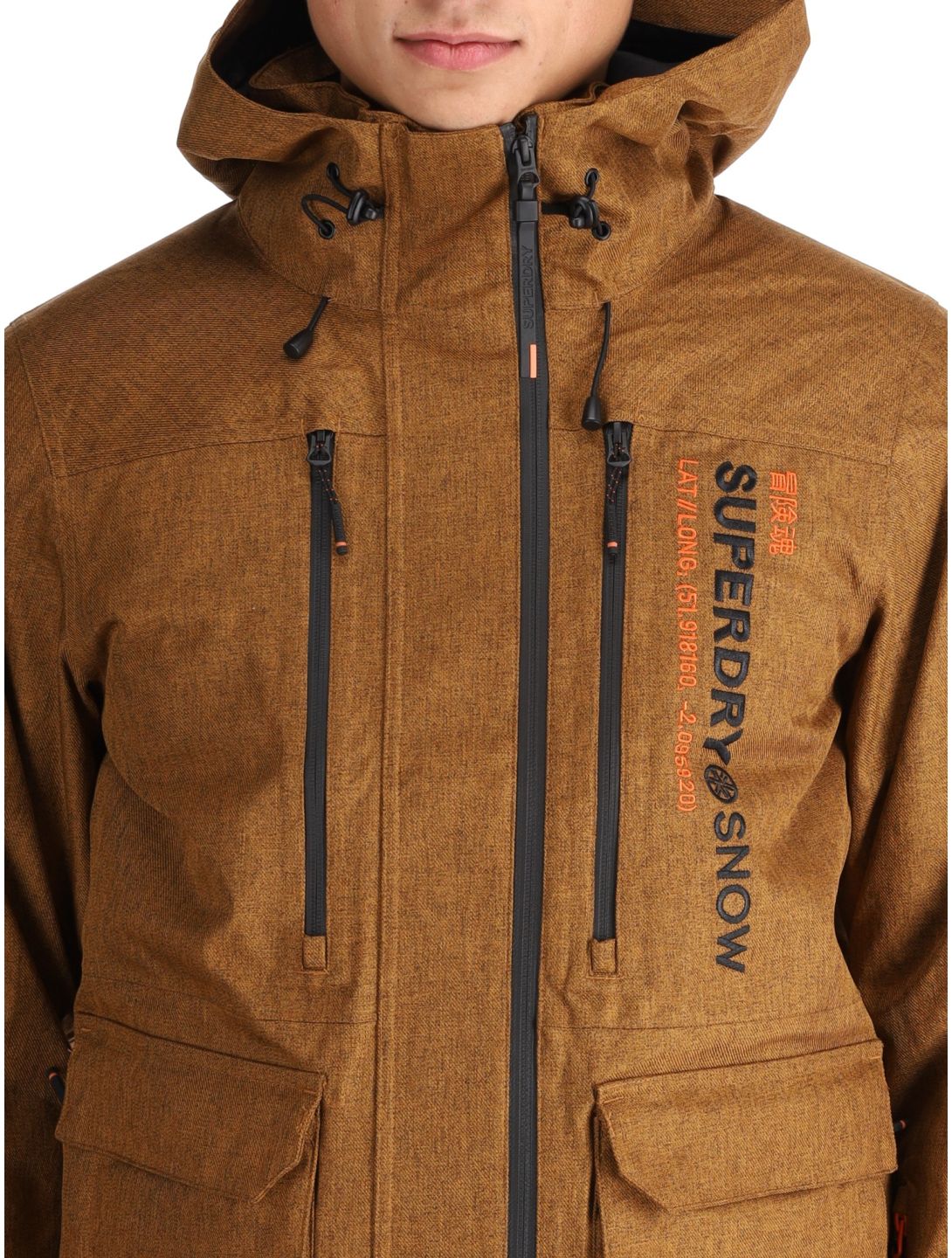 Superdry, Ski Peak Rescue chaqueta de esquí hombres Tobacco Brown Marl marrón 