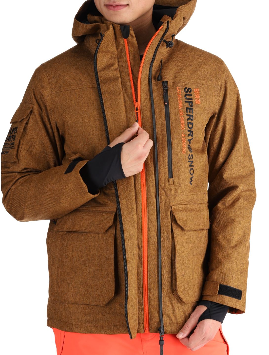 Superdry, Ski Peak Rescue chaqueta de esquí hombres Tobacco Brown Marl marrón 