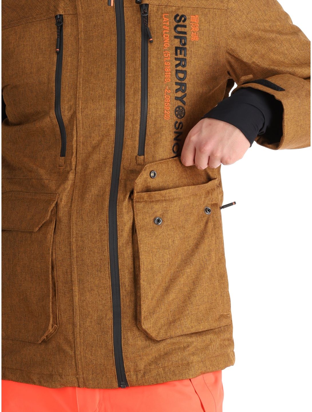 Superdry, Ski Peak Rescue chaqueta de esquí hombres Tobacco Brown Marl marrón 