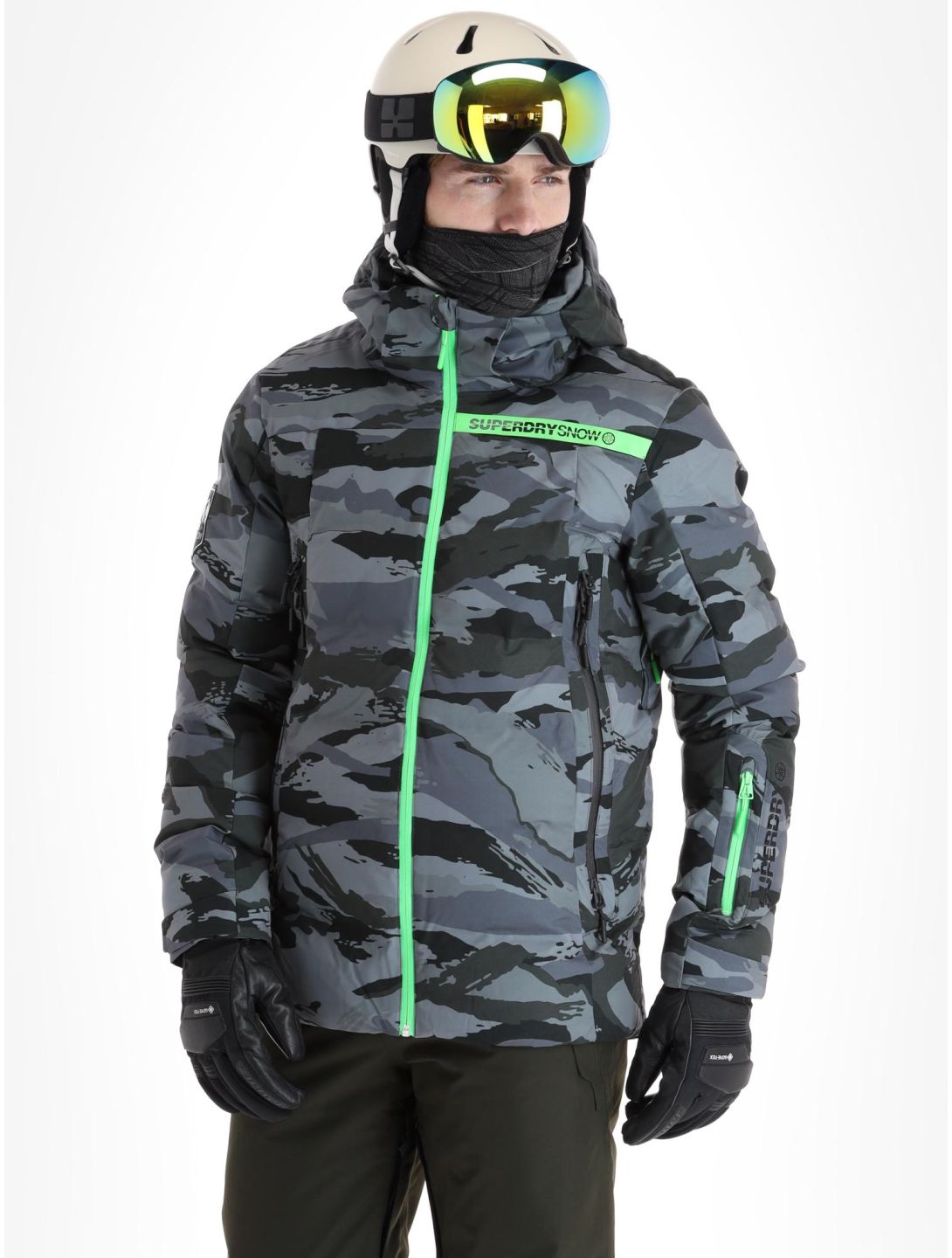 Superdry, Ski Radar Pro Puffer chaqueta de esquí hombres Dark Grey Tiger Camo gris 