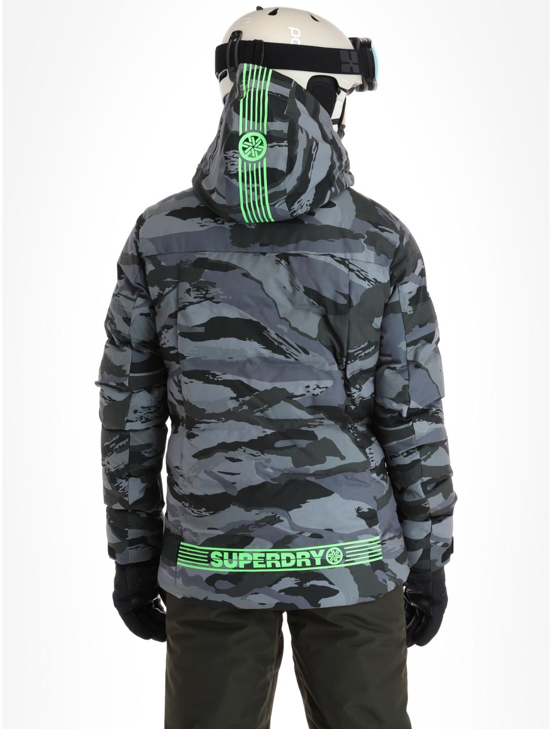 Superdry, Ski Radar Pro Puffer chaqueta de esquí hombres Dark Grey Tiger Camo gris 