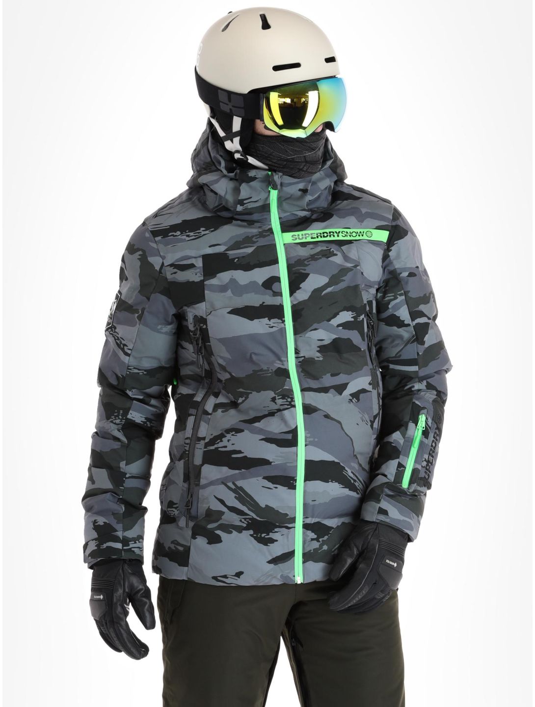 Superdry, Ski Radar Pro Puffer chaqueta de esquí hombres Dark Grey Tiger Camo gris 