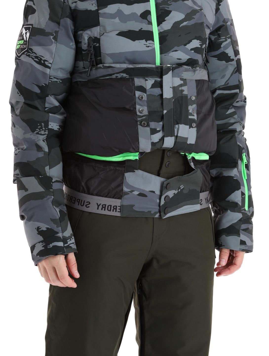 Superdry, Ski Radar Pro Puffer chaqueta de esquí hombres Dark Grey Tiger Camo gris 