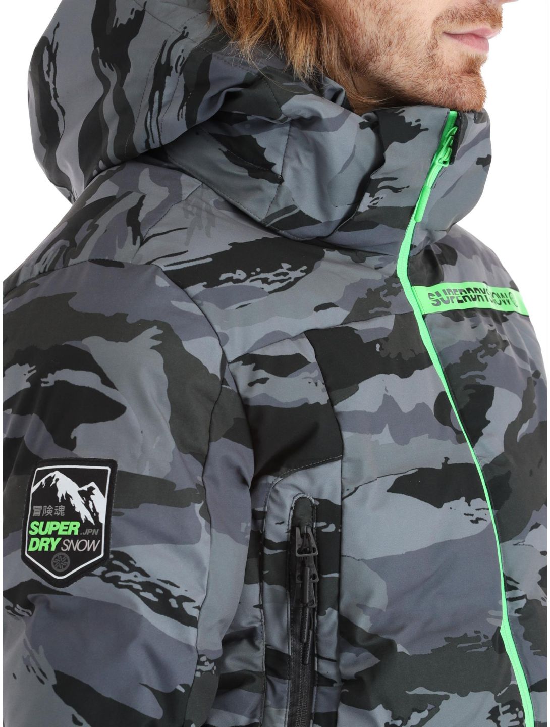 Superdry, Ski Radar Pro Puffer chaqueta de esquí hombres Dark Grey Tiger Camo gris 