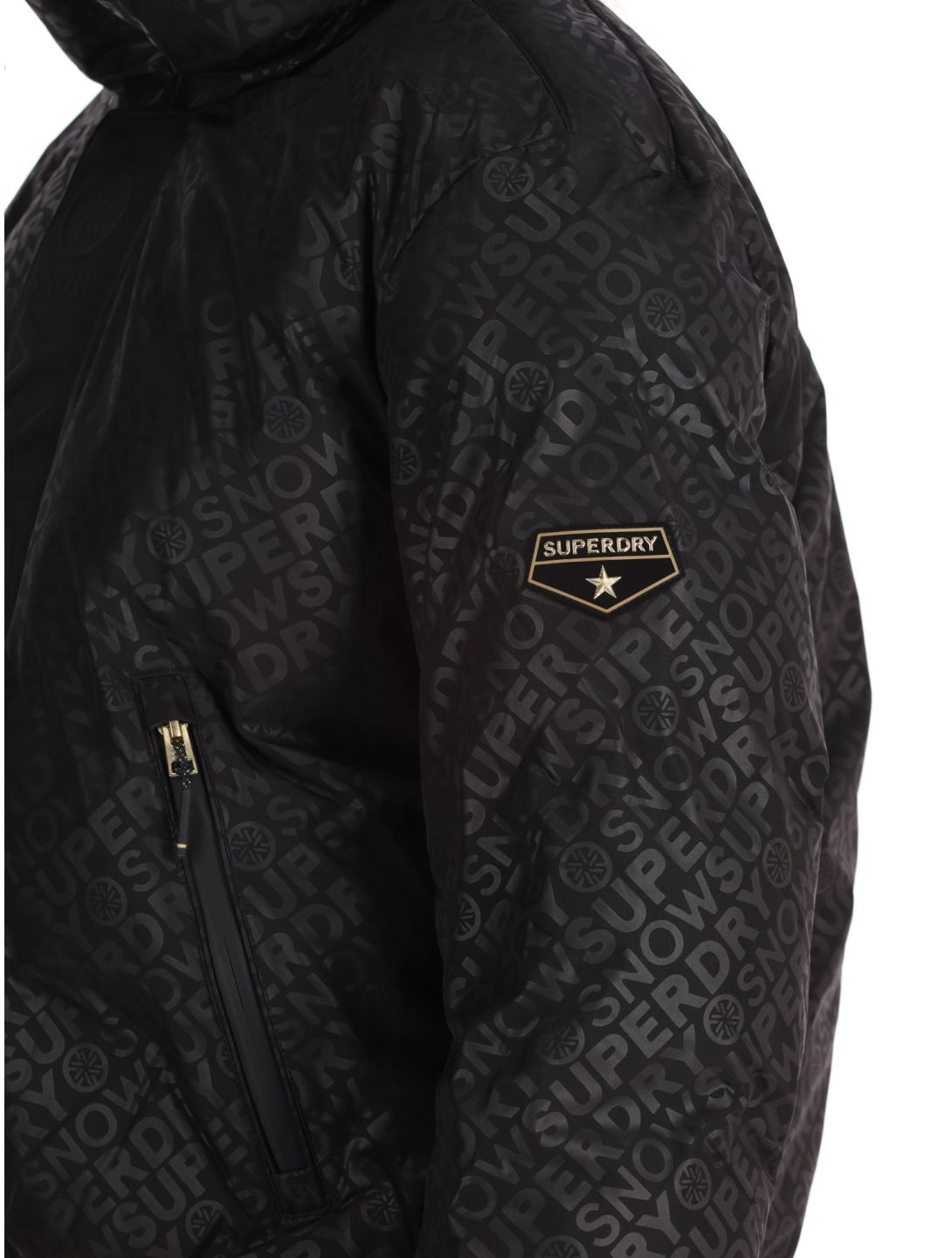 Superdry, Ski Slalom Puffer chaqueta de esquí mujeres Superdry Monogram Black Luxe blanco, negro 