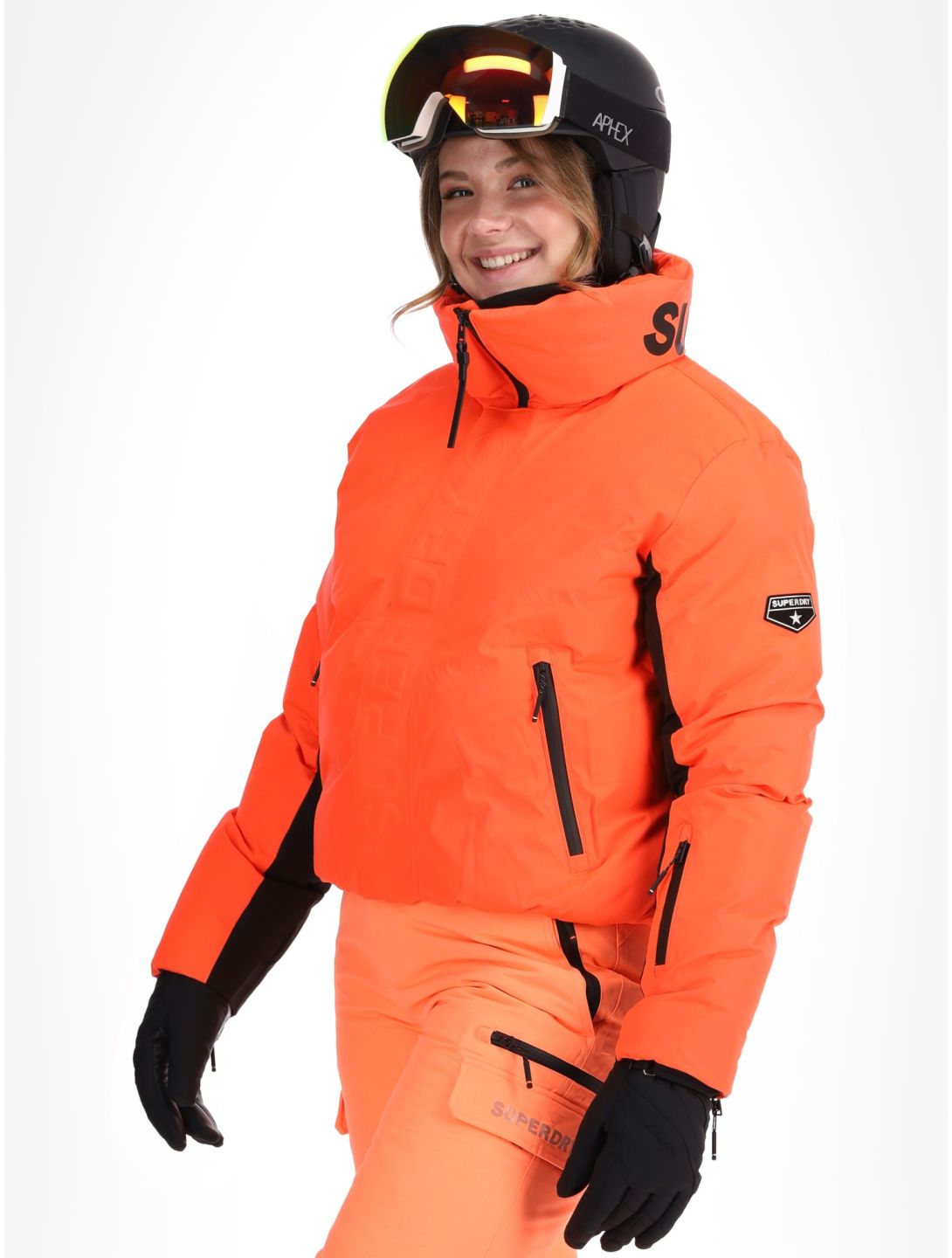 Superdry, Ski Slalom Puffer chaqueta de esquí mujeres Volcanic Coral rosa 