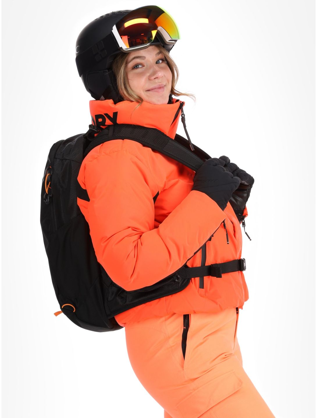 Superdry, Ski Slalom Puffer chaqueta de esquí mujeres Volcanic Coral rosa 