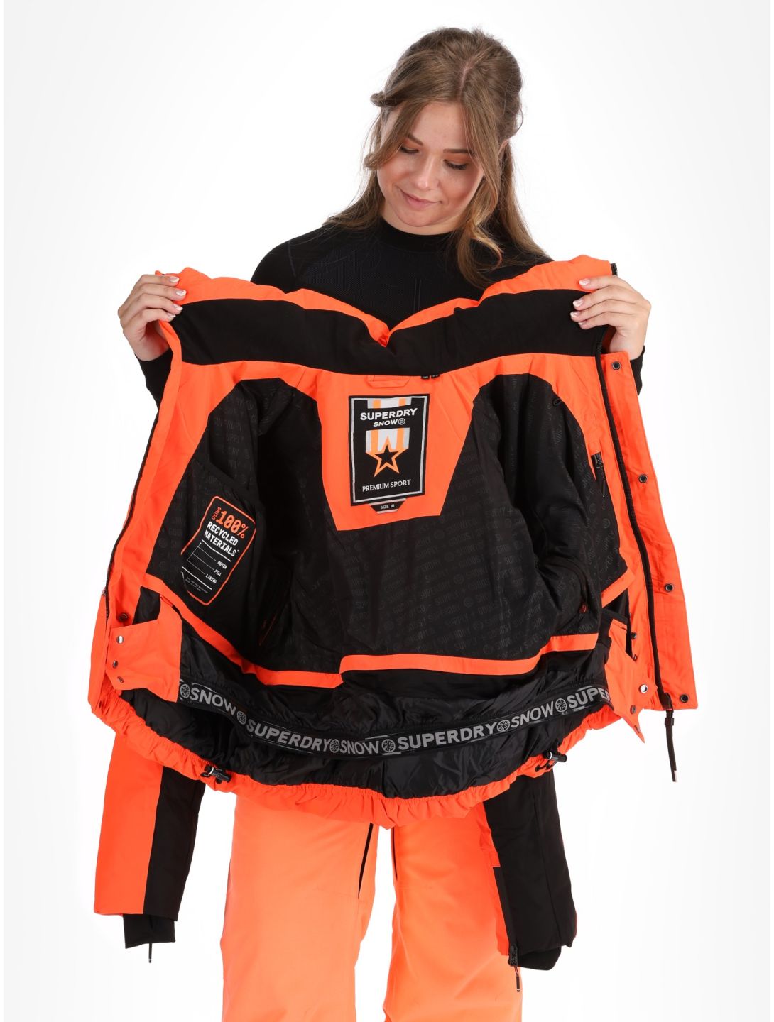 Superdry, Ski Slalom Puffer chaqueta de esquí mujeres Volcanic Coral rosa 