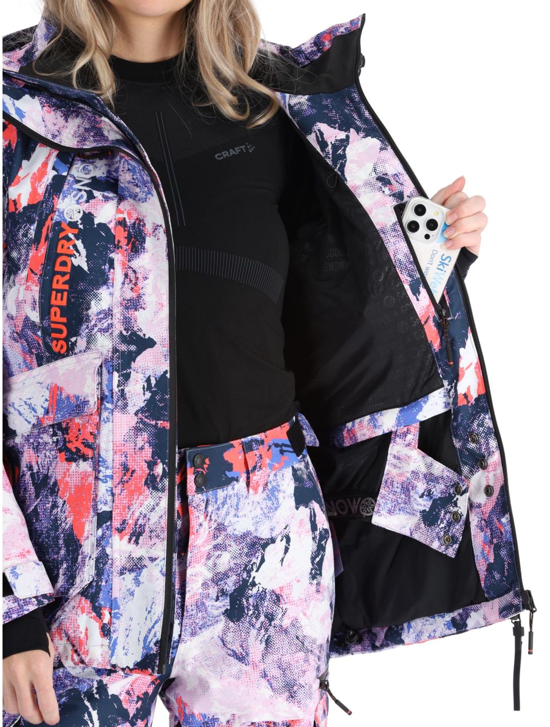 Superdry, Ski Ultimate Rescue chaqueta de esquí mujeres Mountain Mesh Purple multicolor, púrpura 