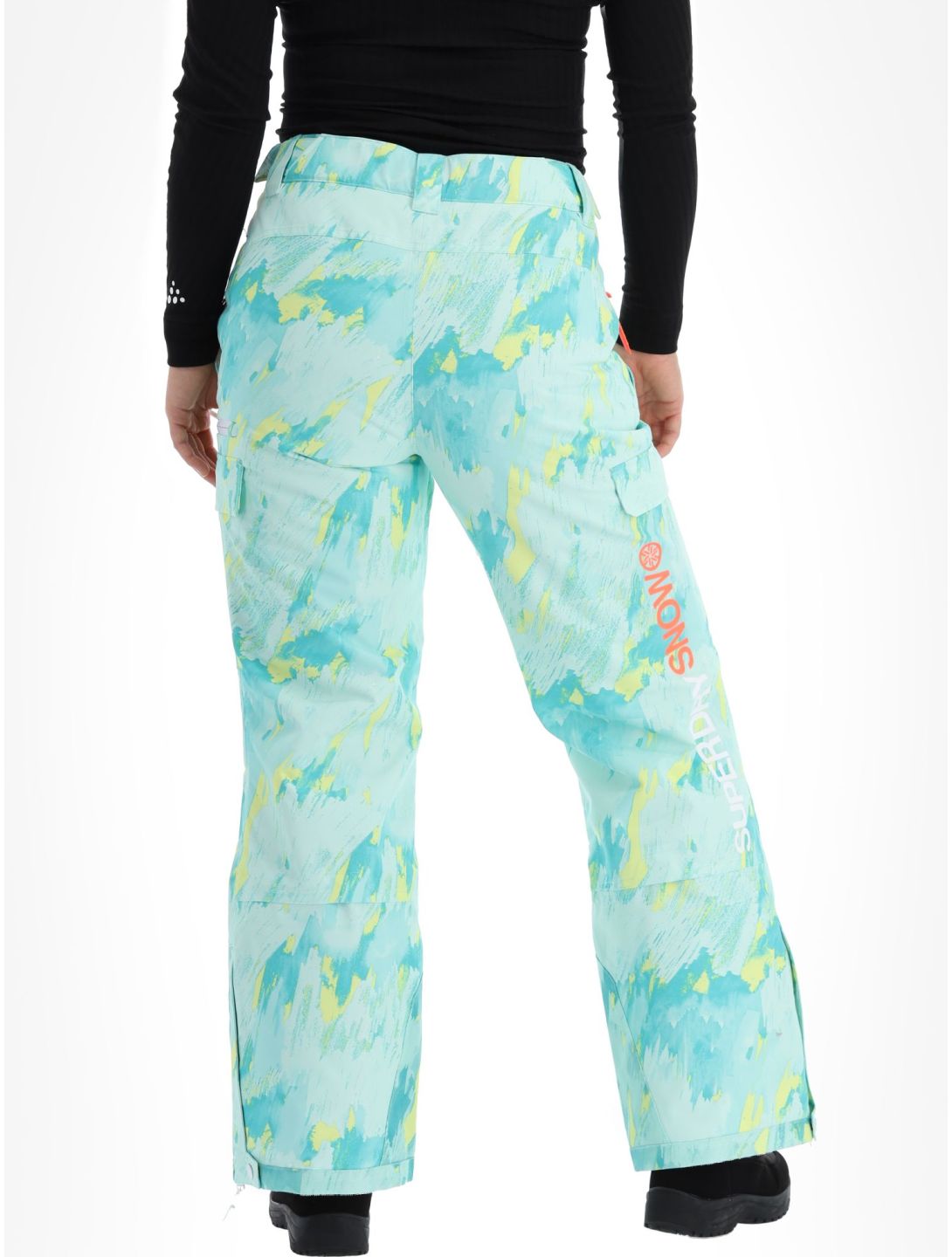 Superdry, Ski Ultimate Rescue pantalones de esquí mujeres Abstract Teal Lime verde 