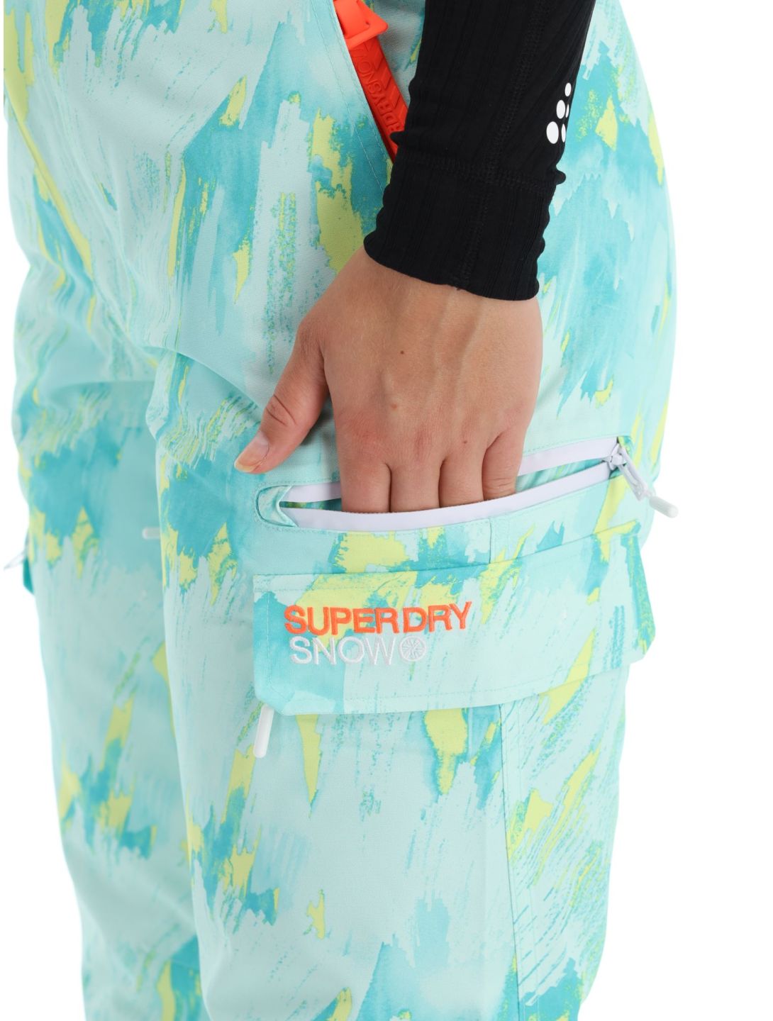 Superdry, Ski Ultimate Rescue pantalones de esquí mujeres Abstract Teal Lime verde 