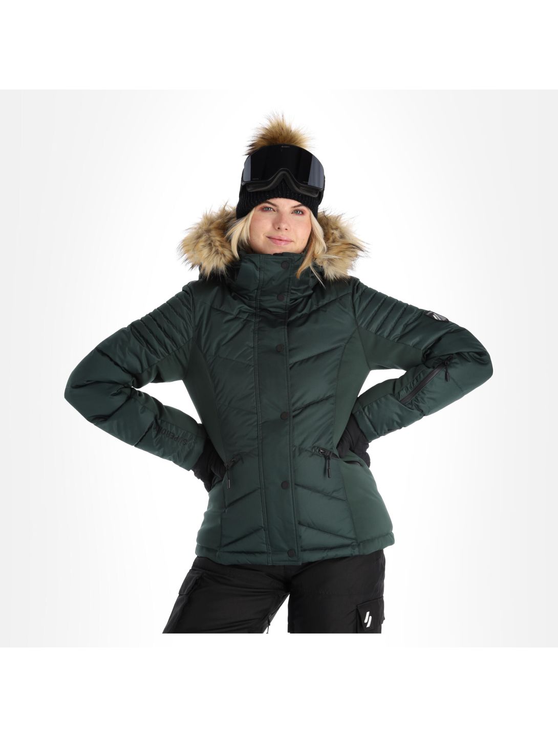 Superdry, Snow Luxe Puffer chaqueta de esquí mujeres eagle verde 