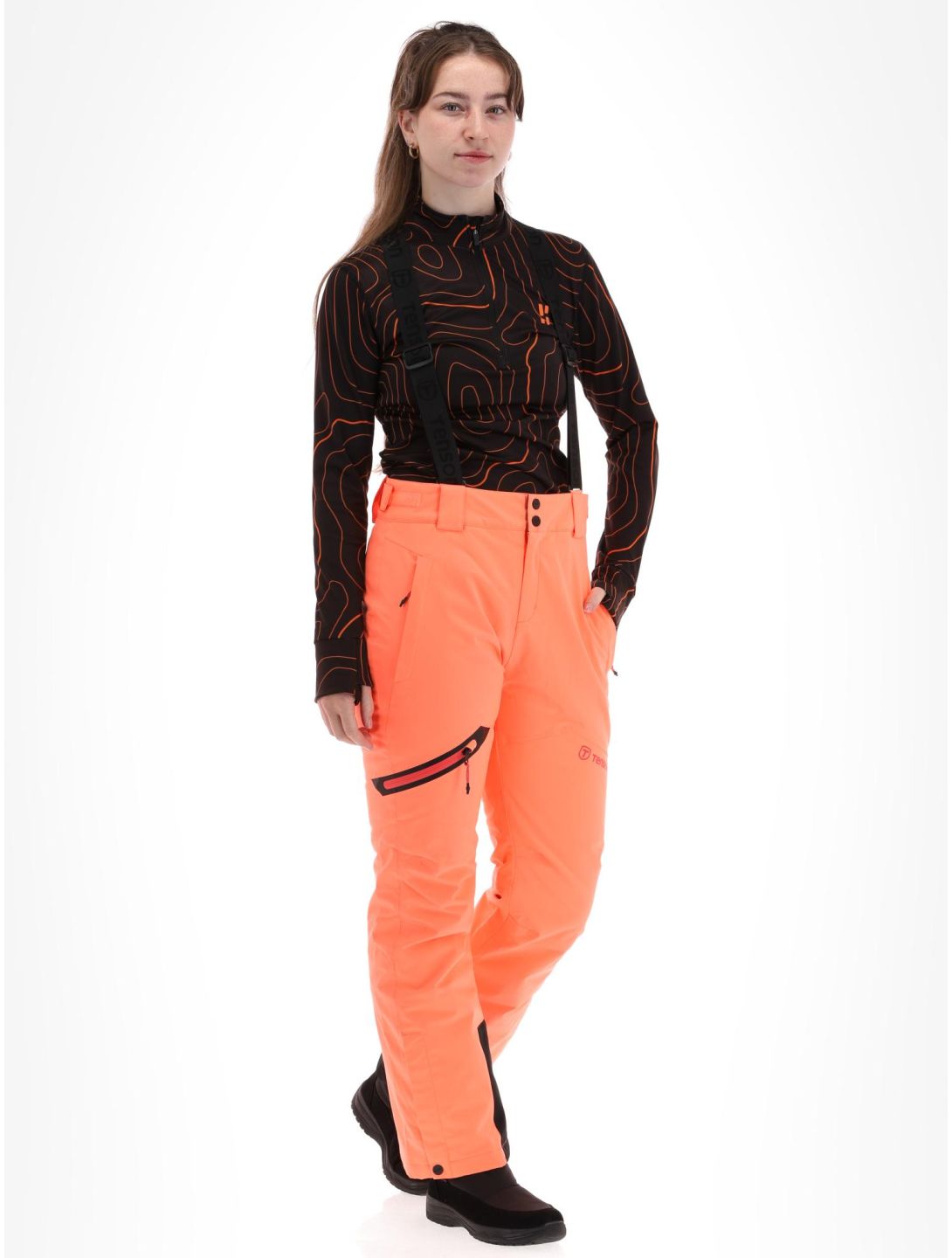 Tenson, Core Ski pantalones de esquí mujeres Coral Neon naranja 