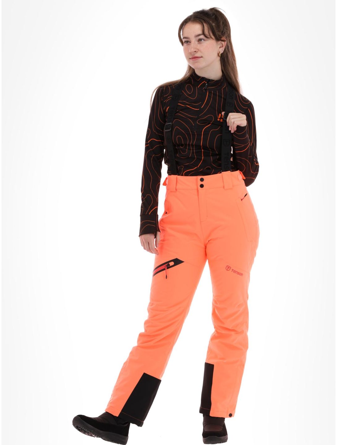 Tenson, Core Ski pantalones de esquí mujeres Coral Neon naranja 